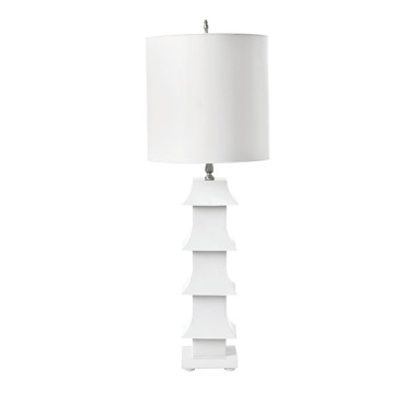 CUSTOM PAGODA LAMP REGULAR WITH METAL SHADE WHITE.PLEASE PROVIDE BENJAMIN MOORE COLOR CODE.
“Please allow 6-8 weeks for our artisans to complete hand painted items”

Width:11.00"
Height:30.00"
Depth:11.00"