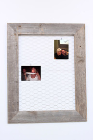 Barn Wood Chicken Wire Message/Photo Board (10 pins included)
