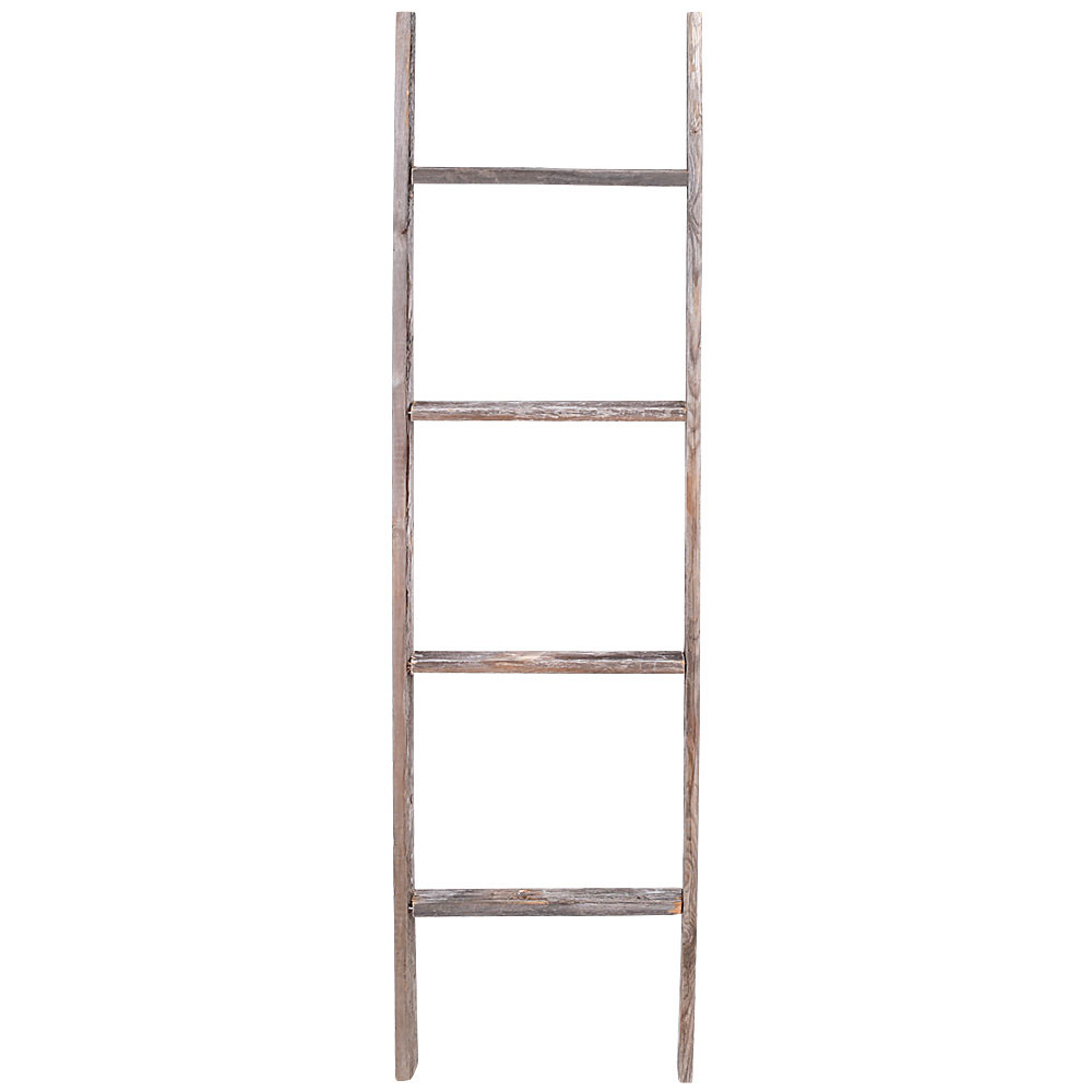 bijvoorbeeld Helaas scheepsbouw 4 Foot Light Rustic Reclaimed Barn Wood Decorative Ladder - Rustic Decor