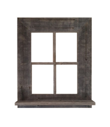 Rustic Barn Wood Window Frame With Shelf