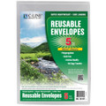 EcoPure Plastic Side-Load Envelope Hook/Loop Closure Letter-Size 5/pk - Clear