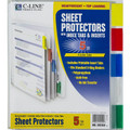 Clear Heavy Weight Sheet Protectors with 5 Insertable Color Index Tabs - 5 Sheets C-LINE