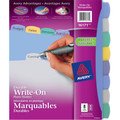 Write-On Colour Plastic Dividers Colour Tabs -  8 Tabs