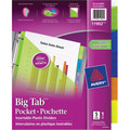 Insertable Big Tab Pocket Color Plastic Dividers Color Tabs - 5 Tabs