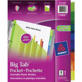 Insertable Big Tab Pocket Colour Plastic Dividers Colour Tabs -  8 Tabs