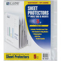 Clear Heavy Weight Sheet Protectors with 5 Insertable Clear Index Tabs - 5 Sheets C-LINE