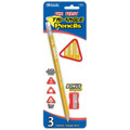 Jumbo Triangular Wood Pencils 3/pk + Sharpener BAZIC 