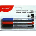 Dry-Erase SigmaFlo Liquid Marker Fine Tip 3/pk - Black, Blue & Red MONAMI