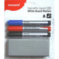 Dry-Erase SigmaFlo Liquid Marker Bullet Tip 3/pk + Eraser MONAMI
