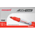 Permanent Marker AccuLiner Fine Tip 12/pk - Red MONAMI 