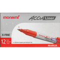 Permanent Marker Acculiner Extra-Fine Tip 12/pk - Red MONAMI