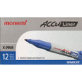 Permanent Marker AccuLiner Extra-Fine Tip 12/pk - Blue MONAMI