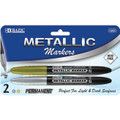Permanent Metallic Marker Fine Tip 2/pk - Gold & Silver BAZIC