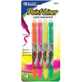 Fluorescent Liquid Highlighters Pen-Style 4/pk - Orange, Pink, Yellow & Green BAZIC