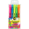 Fluorescent Gel Highlighters Pen-Style 5/pk - Pink, Blue, Yellow, Green & Orange BAZIC