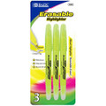 Fluorescent Erasable Highlighters Pen-Style 3/pk - Yellow BAZIC