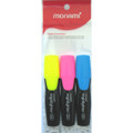 Fluorescent Wide Chisel Highlighters Flat-Style 3/pk - Yellow, Pink & Blue MONAMI