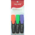 Fluorescent Wide Chisel Highlighters Flat-Style 3/pk - Orange, Green & Purple MONAMI