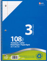 3-Subject C/R Notebook 8" x 10.5" 54 Sheets/108 Pages- APP