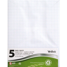 Quad-Ruled Pads 72 Sheets 5/pk - Letter Size