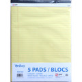 Canary Wide-Ruled Pads 50 Sheets 5/pk Letter Size
