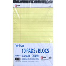 Canary Wide-Ruled Pads 50 Sheets 10/pk 5"x8"