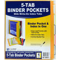 Write-On Color Plastic Pocket Dividers White Tabs - 5 Tabs