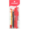 Mixed Pen (Ballpoint, FineLiner, Gel) 6/pk Red MONAMI
