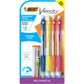 Velocity Mechanical Pencils 4/pk + Leads/Erasers - Medium .7mm  BIC