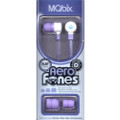Aerofones Earbuds Flat Cord with 3 Tip Sizes Purple/White