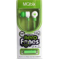 Talking Aerofones Earbuds Flat Cord with 3 Tip Sizes + Mic Green/White