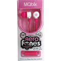 Talking Aerofones Earbuds Flat Cord with 3 Tip Sizes + Mic Pink/White