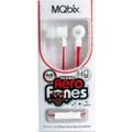 Talking Aerofones Earbuds Flat Cord with 3 Tip Sizes + Mic White/Red