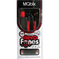 Talking Aerofones Earbuds Flat Cord with 3 Tip Sizes + Mic Black/Red