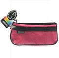 Nylon Pouch with Zip Mesh Side Pocket - Pink