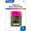 Paper Clip Holder + 50  1.1"/28mm Color Paper Clips - Pink