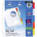 Insertable Big Tab Extra Wide White Paper Dividers Colour Tabs -  5 Tabs