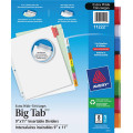 Insertable Big Tab Extra Wide White Paper Dividers Colour Tabs -  8 Tabs