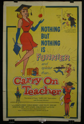 17) !962 Carry On Teacher Movie Poster Kenneth Conner Leslie Phillips