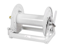 Crank handle located on user's right side for right hand cranking. An excellent hose reel to use for larger volume watering, drenching, and high height tree spraying applications.
