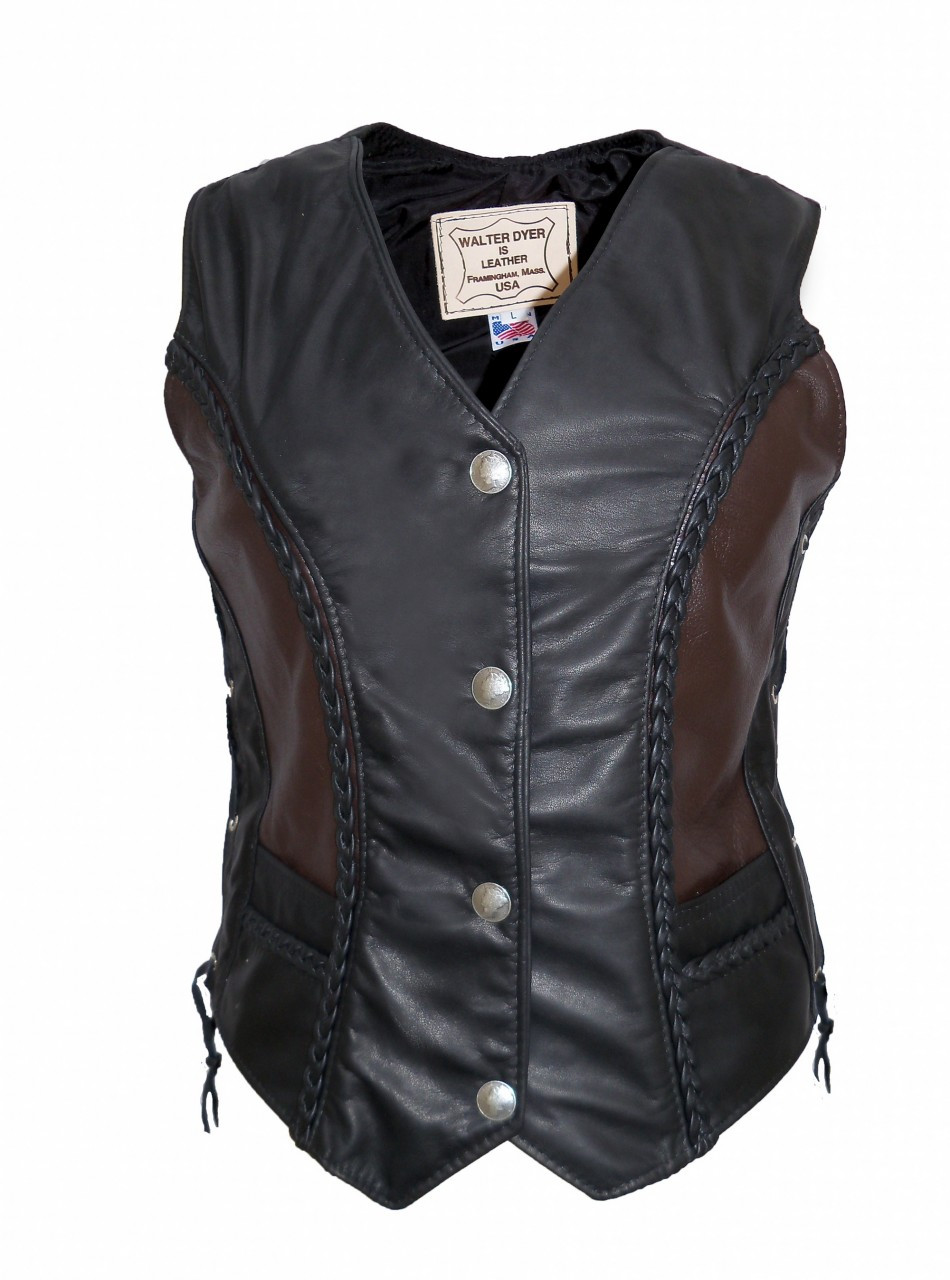 Walter Dyer Ladies' Dime Vest with Two Tone - Walter Dyer Leather