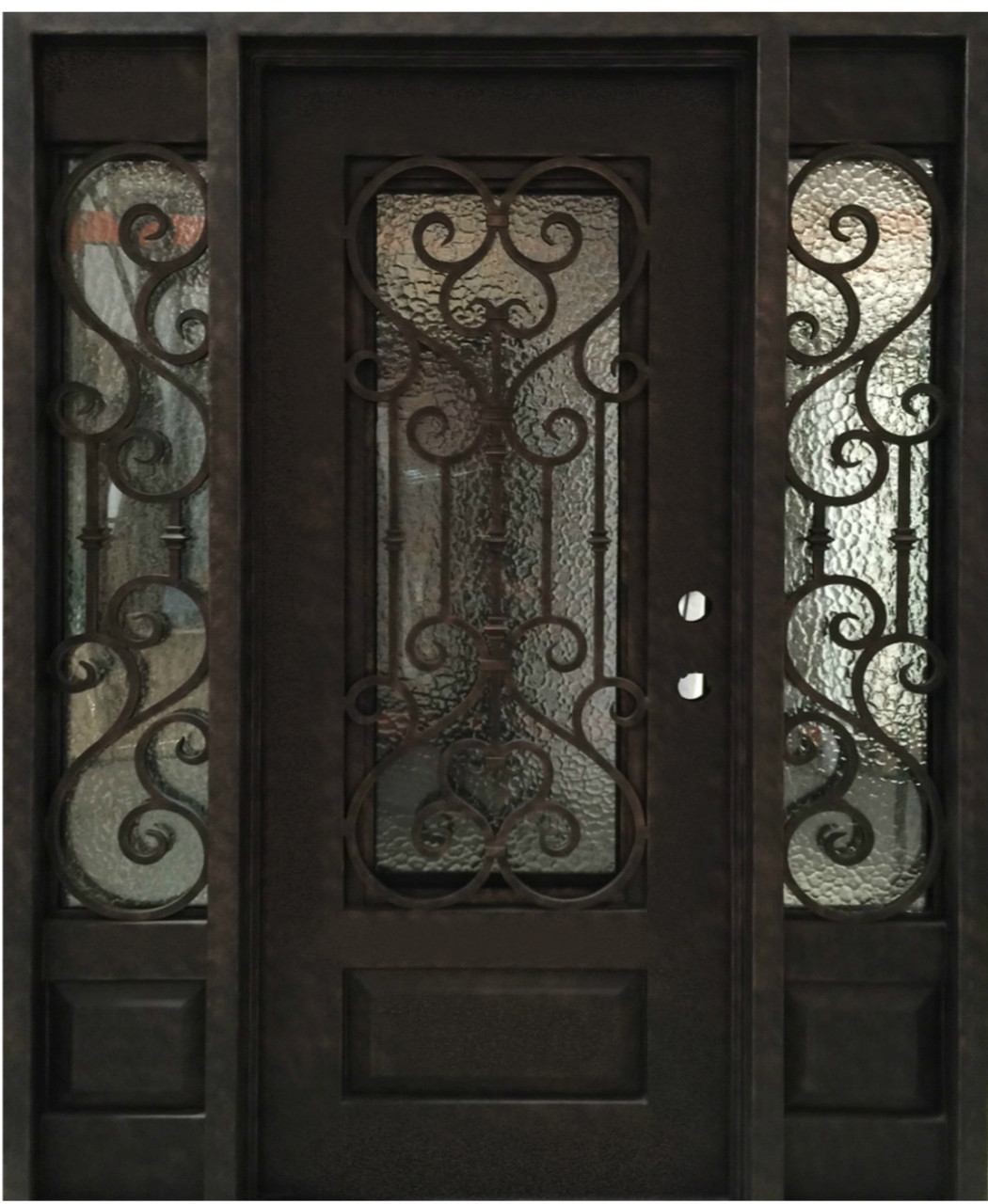 5 0 X 6 8 Wrought Iron Door With Sidelights W Operable Glass Panel Discount Doors Center 5 0 X 6 8 Wrought Iron Door With Sidelights W Operable Glass Panel Discount Doors Center