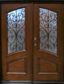 6/0 x 8/0 Mahogany & Iron Double Door w/ Frosted Glass, Solid Wood Entry Door