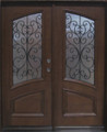 6/0 x 6/8 Mahogany & Iron Double Door w/ Frosted Glass, Solid Wood Entry Door