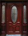 Triple Mahogany 6' Deluxe Oval GL04 Solid Wood Entry Door 