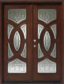 5/0 x 6/8 Mahogany Double Door Circular Deluxe, Solid Wood Entry Door