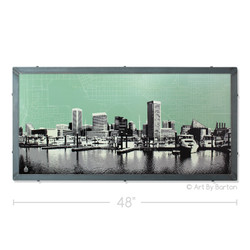 Baltimore Skyline with City Map Silk Screen Art