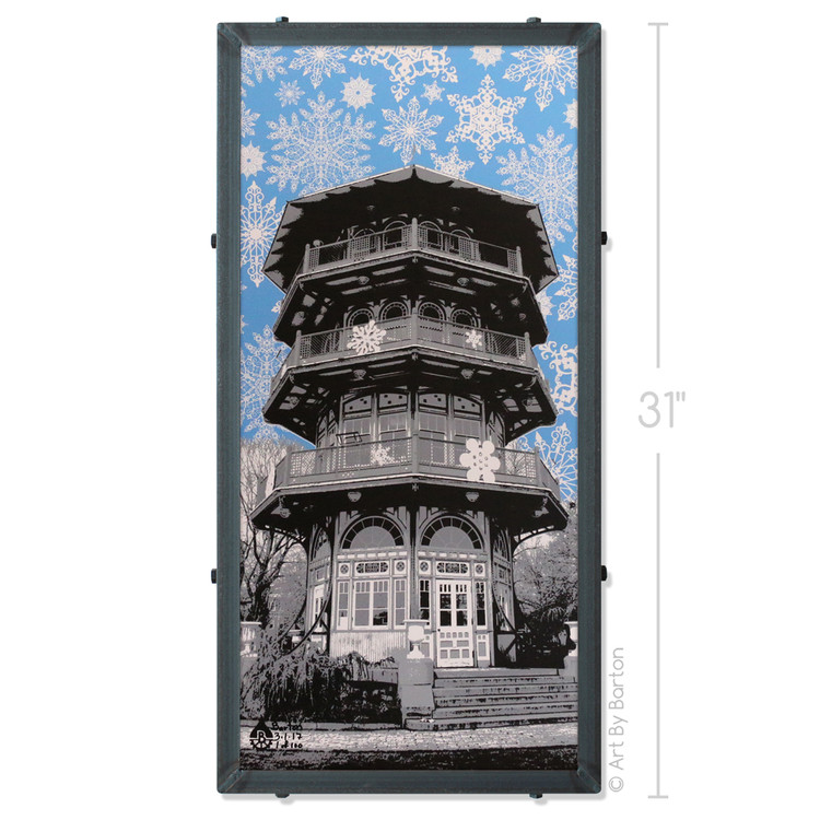 Winter Pagoda Silk Screen Artwork