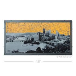 Pittsburgh Skyline Map Silk Screen Print