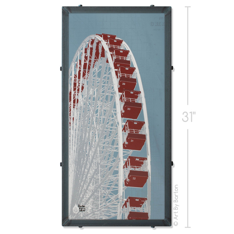 Navy Pier Ferris Wheel Silk Screen Print by Charlie Barton